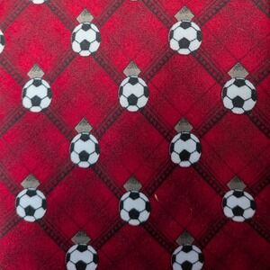 Parquet Red White Black Allover Soccer Ball Futbol Sports Pattern Men's Necktie